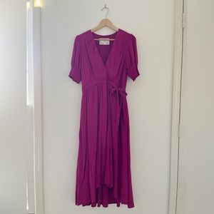 Anthropologie Maeve Magenta Faux Wrap Dress